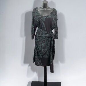 * Deadstock Y2K NEW Diesel Black Geometric Wrap 3/4 Sleeved Dress Size S